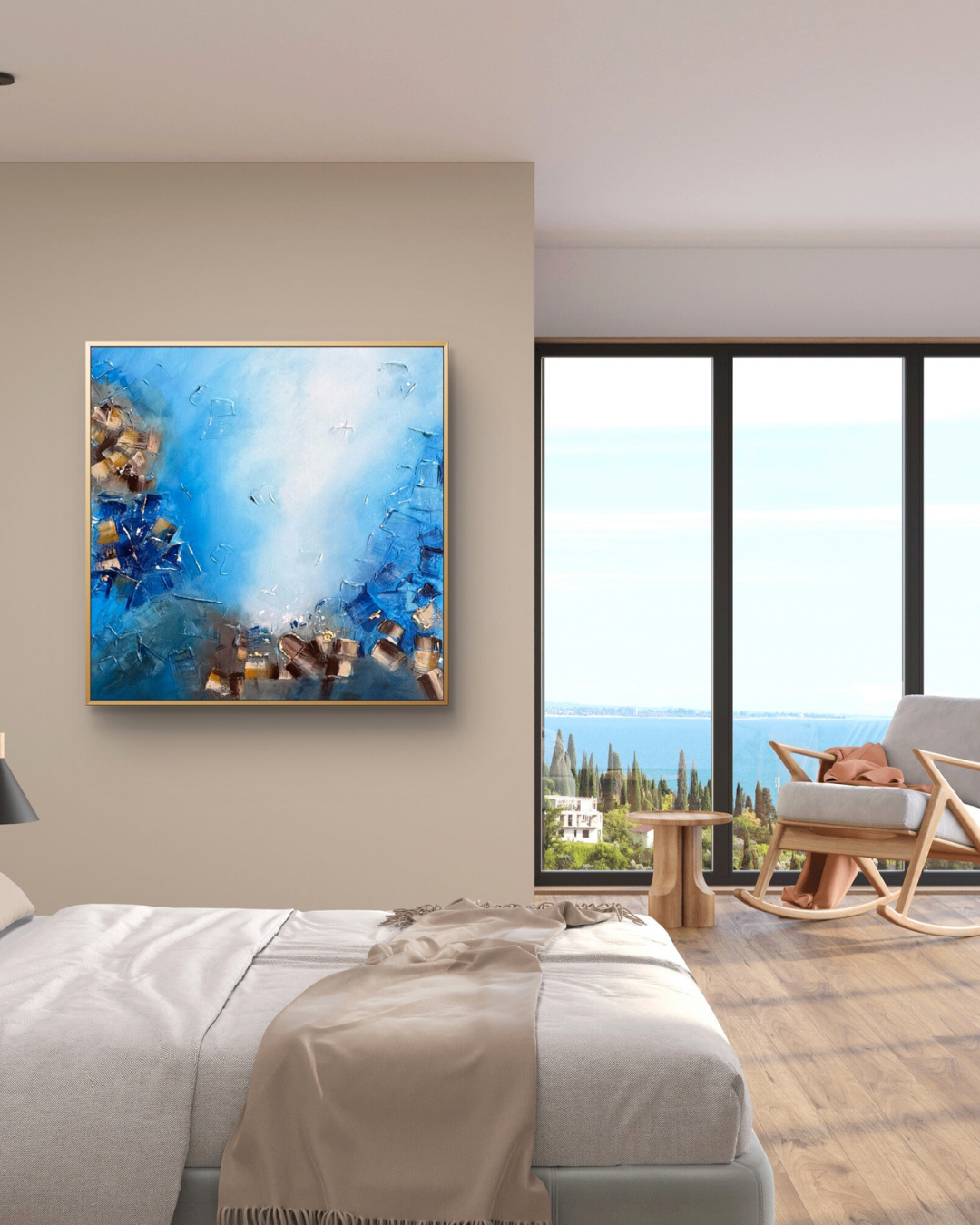 Blue Becoming abstract art, Vastu-aligned wall art for clarity, flow, and modern interiors.