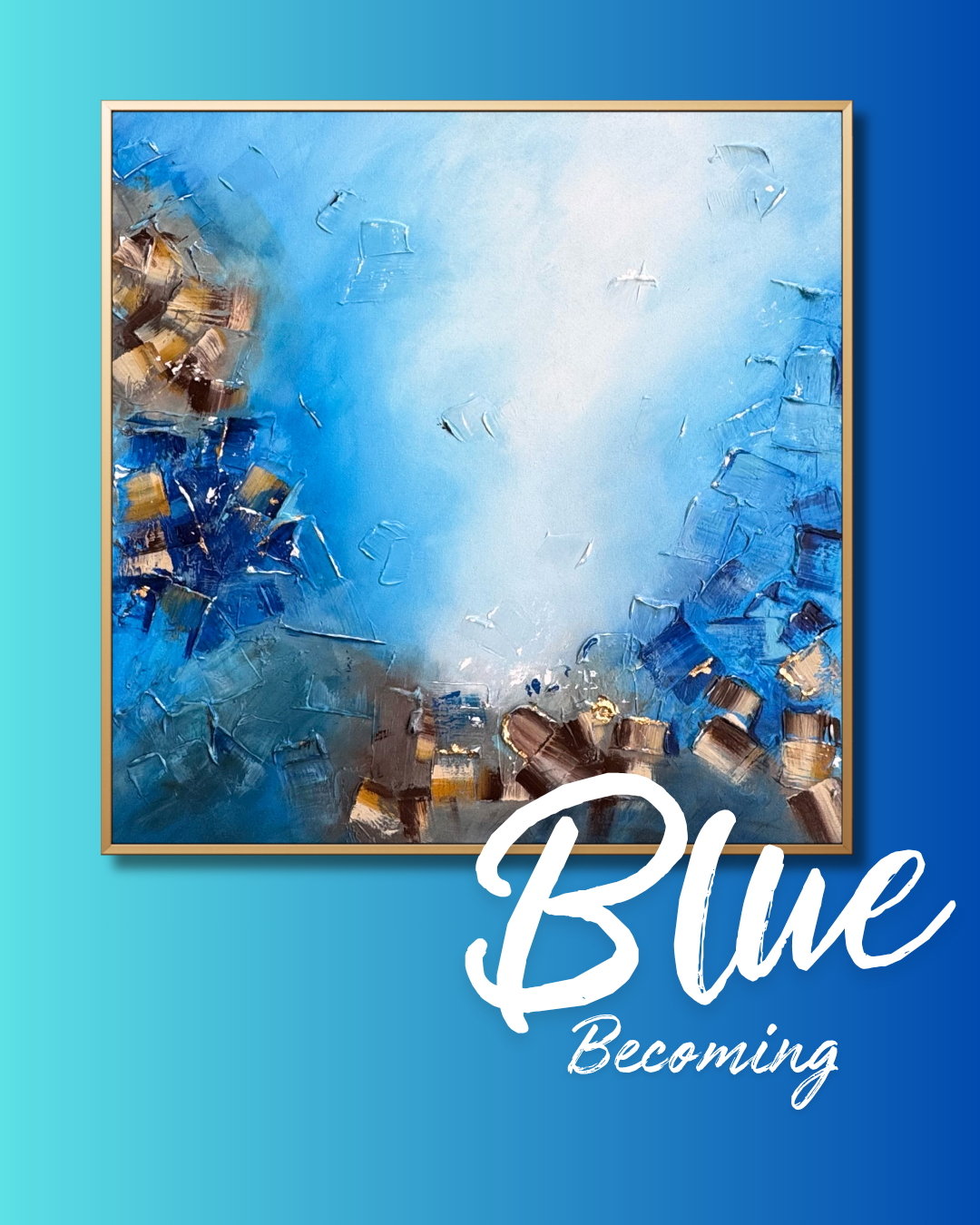 Blue abstract textured artwork with fluid movement, Vastu-aligned wall art for North direction promoting clarity, flow, and career growth.