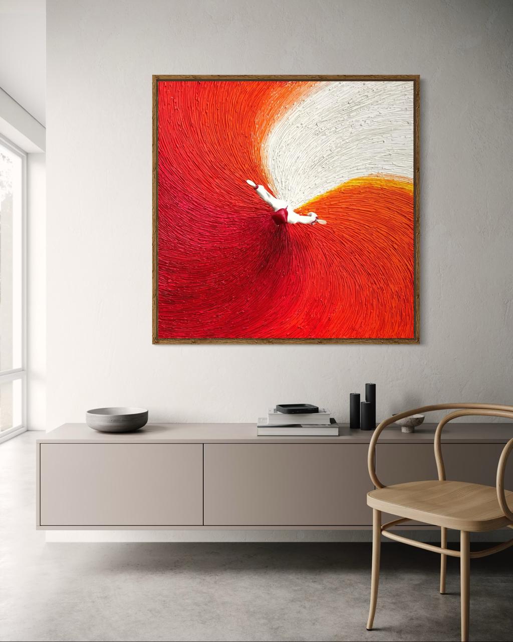 Contemporary abstract canvas from Artscape by Riddhi Mehta, depicting elegant movement through subtle textures and circular compositions.