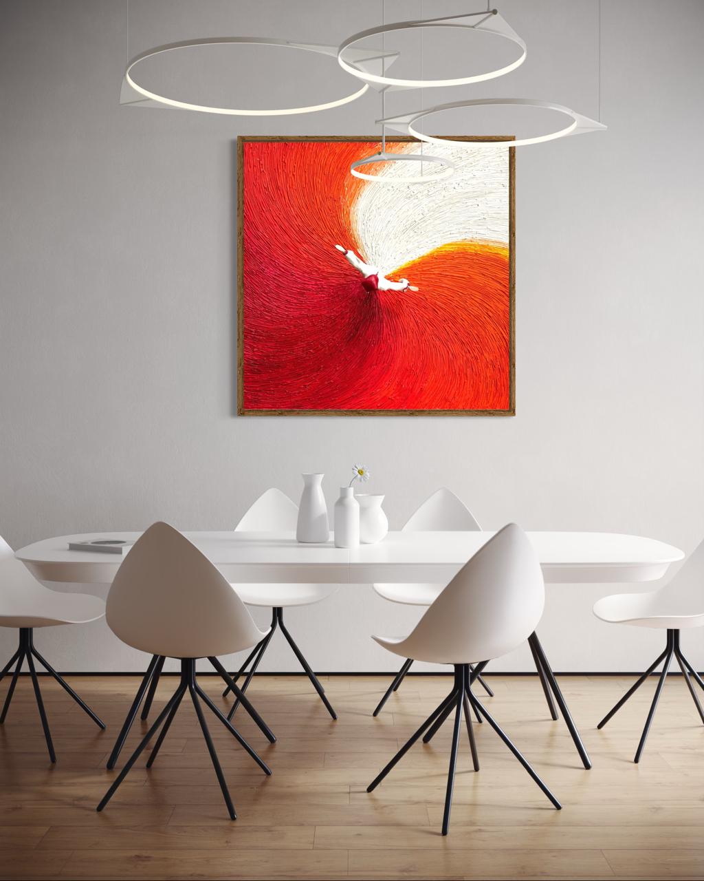 Contemporary abstract canvas from Artscape by Riddhi Mehta, depicting elegant movement through subtle textures and circular compositions.