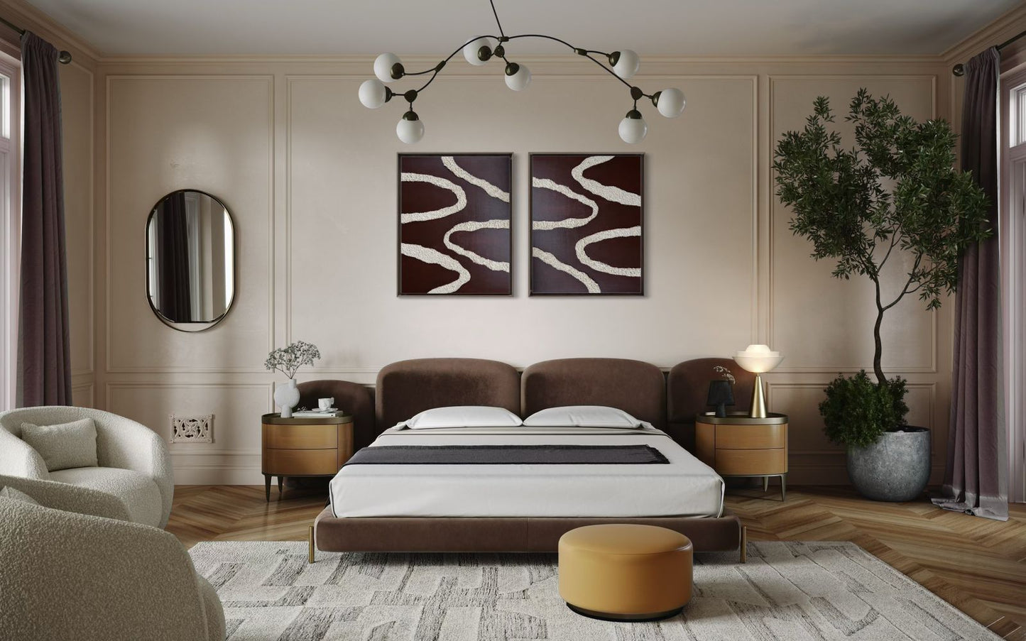 The Quiet Curve – Organic Textured Wall Art in Earthy Tones