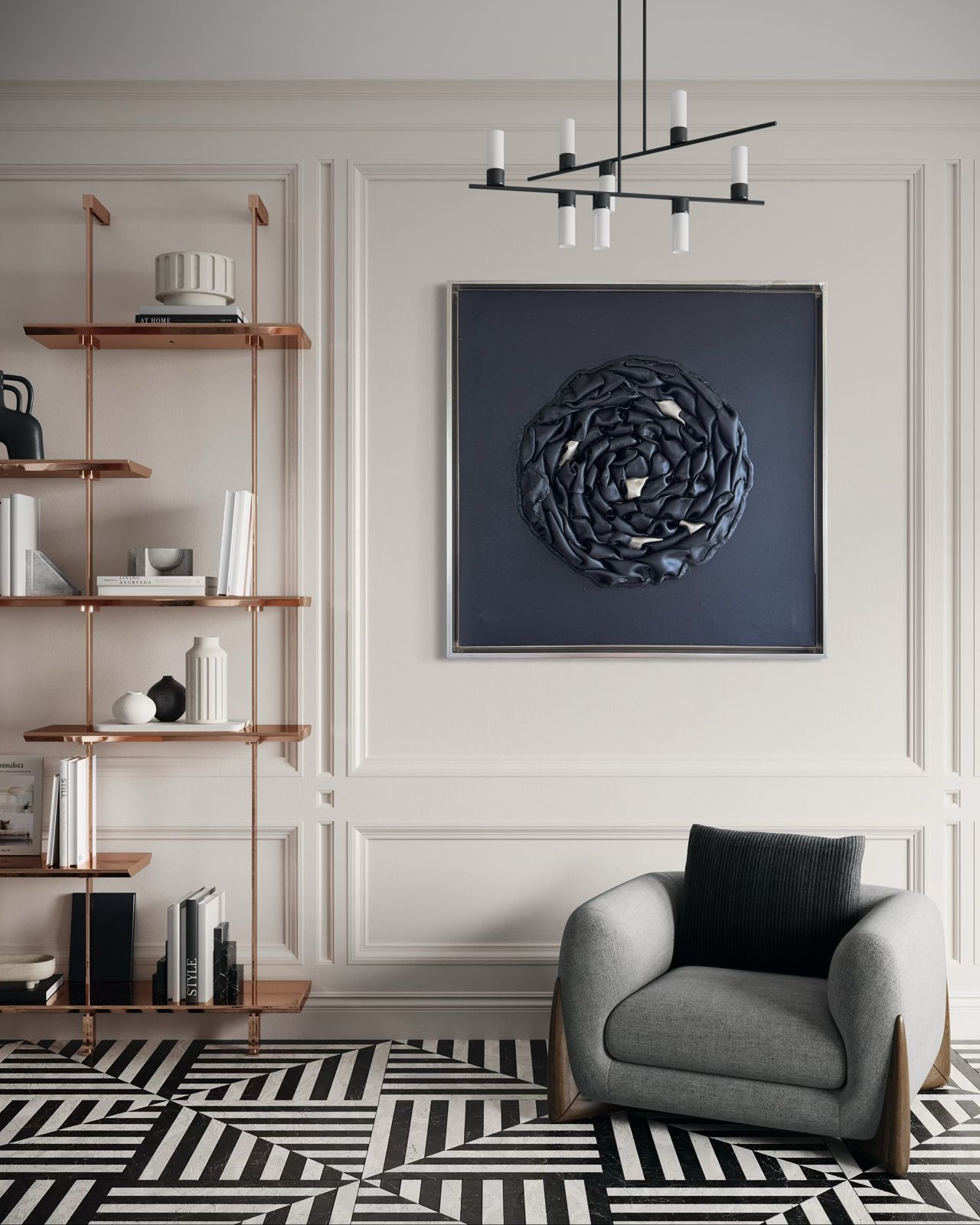 Modern artwork with subtle highlights, by Artscape by Riddhi Mehta.