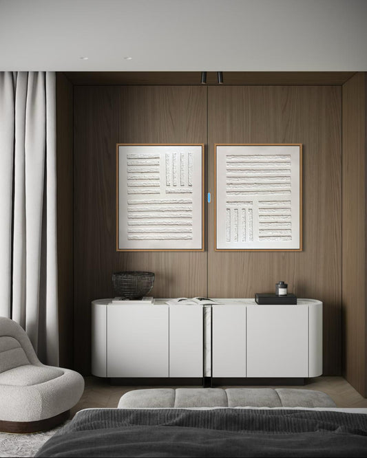 Modern textured abstract artwork collection featuring minimal neutral compositions, geometric textures, and contemporary layered designs curated for elegant modern interiors.