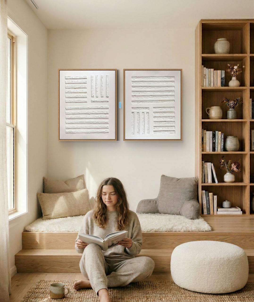 Modern textured abstract artwork collection featuring minimal neutral compositions, geometric textures, and contemporary layered designs curated for elegant modern interiors.