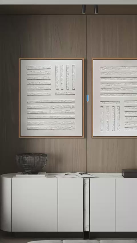 Modern textured abstract artwork collection featuring minimal neutral compositions, geometric textures, and contemporary layered designs curated for elegant modern interiors.